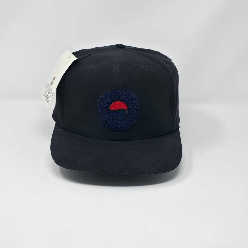 Vintage 1995 PEPSI Retro Snapback Hat Cap‎ 90s Promo Circle Chenille Patch Black